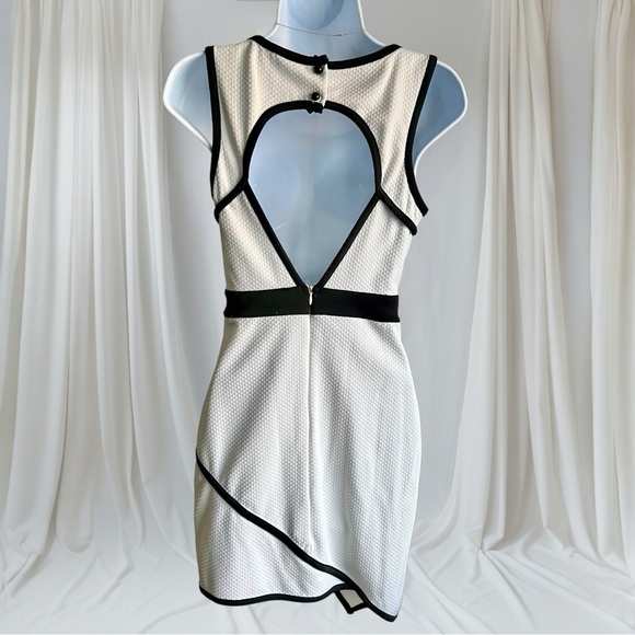 Bebe White Mini Dress with Black Trim - Size Small - Perfect for Summer Parties! - Picture 2 of 9